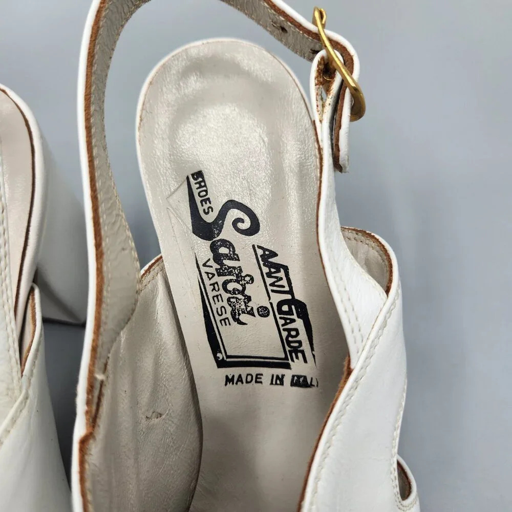 Vintage Closed Toe Heels White Italy  Size 6 - Picture 5 of 12
